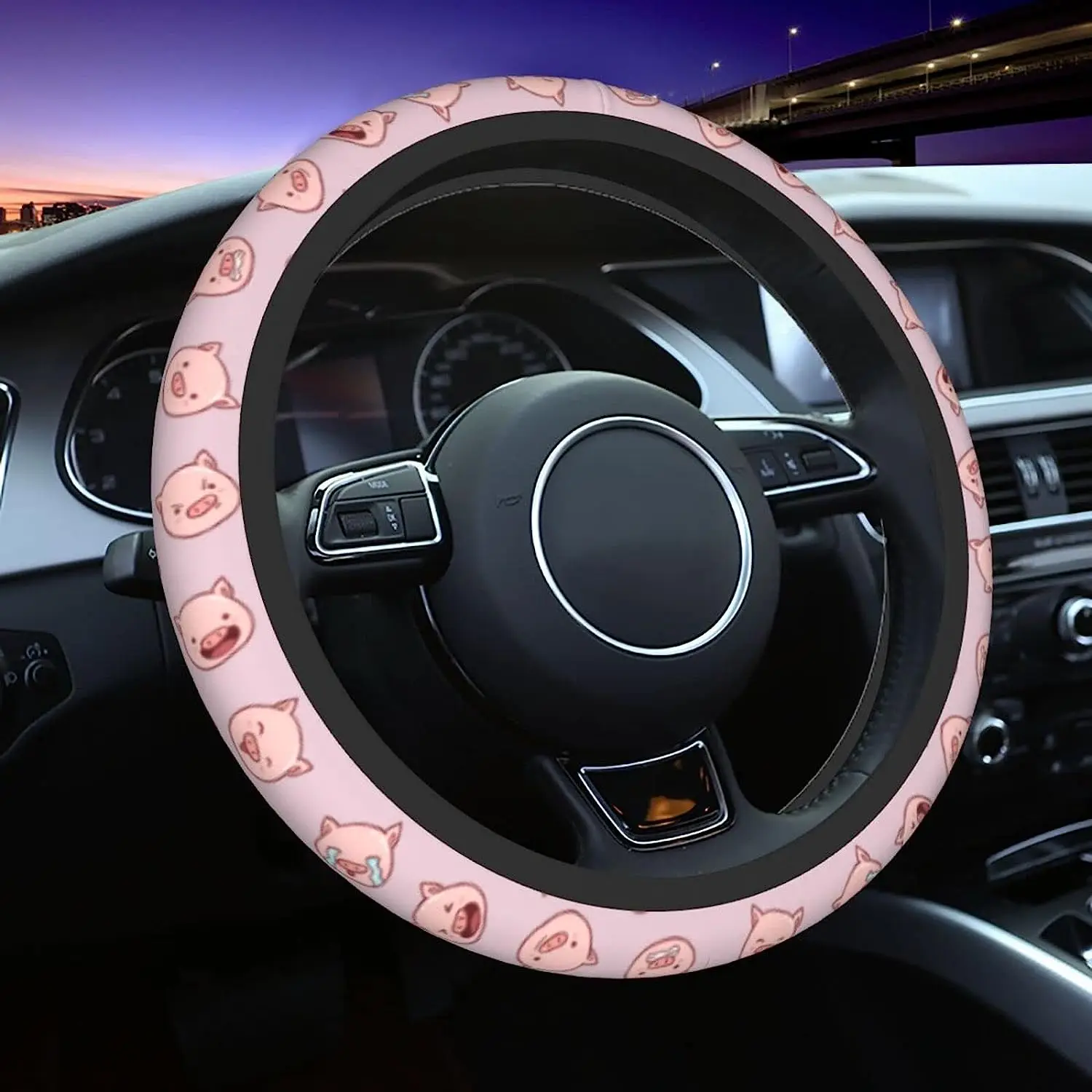 

Cartoon Pink Pig Steering Wheel Cover Cute Car Wheel Wrap for Girls Women Soft Steering Wheel Cover Car Accessories One Size