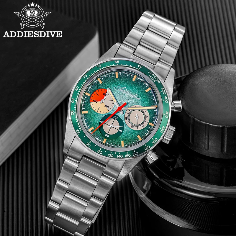 Фото Новые кварцевые наручные часы ADDIESDIVE Luxury 0S20, мужские часы с хронографом AD2551 C3, светящиеся, водонепроницаемые до 100 м, из нержавеющей стали 316L №1