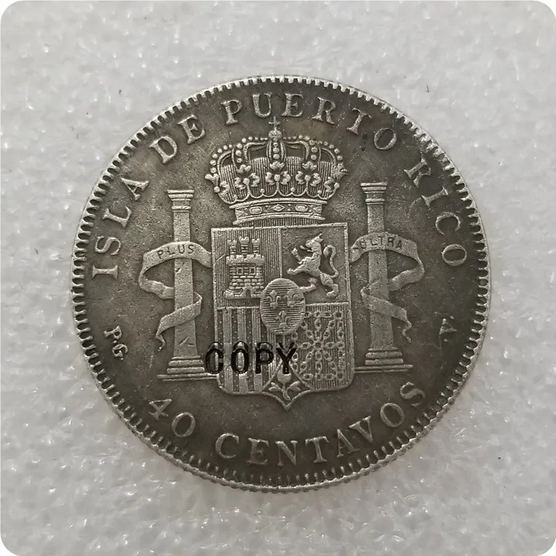 КОПИЯ РЕПЛИКА 1896 PUERTO RICO 40 CENTAVOS Карманные монеты Challenge Рождественские подарки