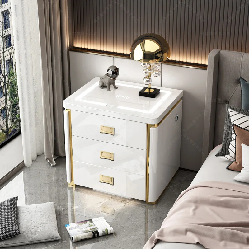 

Bedroom Cabinets Nightstand Multifunctional Smart Bedside Table Nightstand Minimalist Tables De Nuit Home Furniture WK50NS