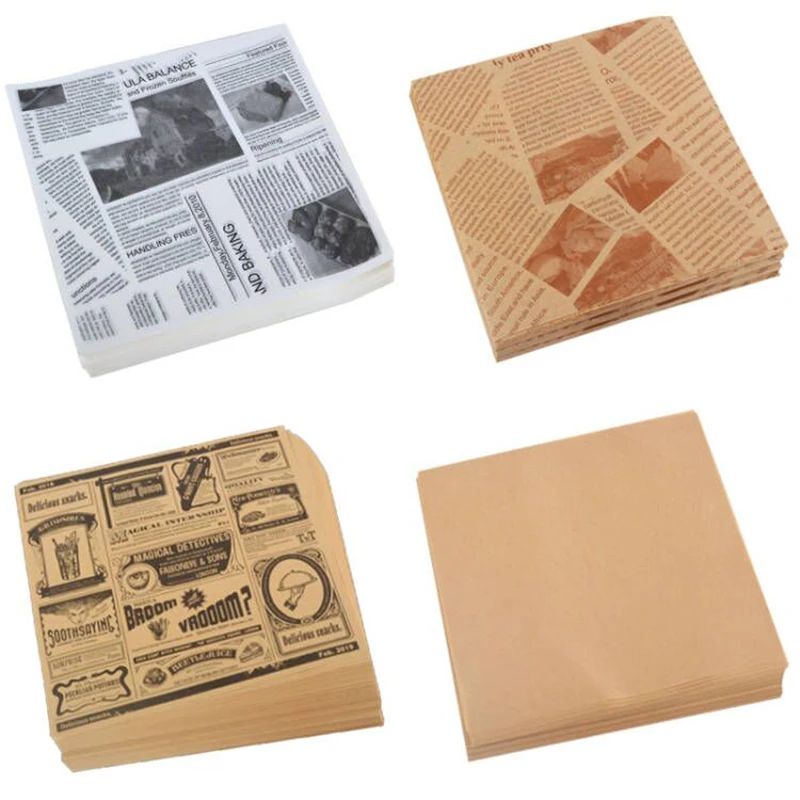 20PCS Oil-Proof Baking Paper Non Stick Food Wrapper Paper Bread Burger Fries Basket Pizza Baking Sandwiches Oil Paper images - 6