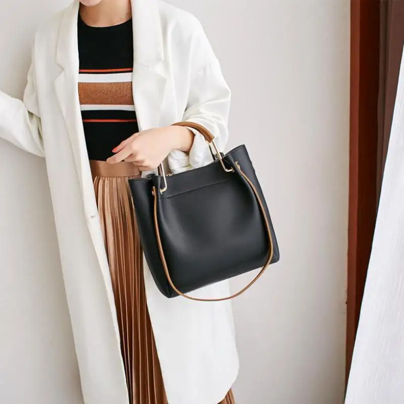 Women Leather handbag large capacity Woman Casual Tote Bag lady Messenger Shoulder Bag Brand design Big Totes bolsa black