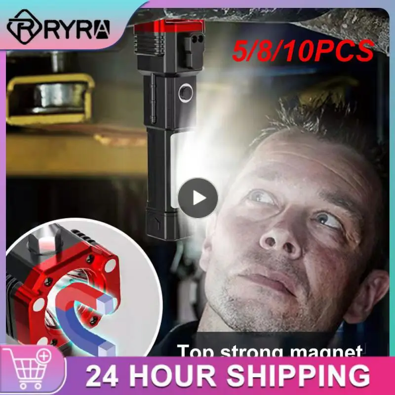 

5/8/10PCS Multi-functional Work Light Car Safety Hammer Rechargeble Emergency Life-saving Lamp With Strong Magnetic