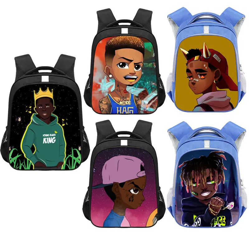 13 inch Primary Schoolbag Ortopedic Book Bag African Black Art Boys Print Backpack for Kids Children School Bags Mochia