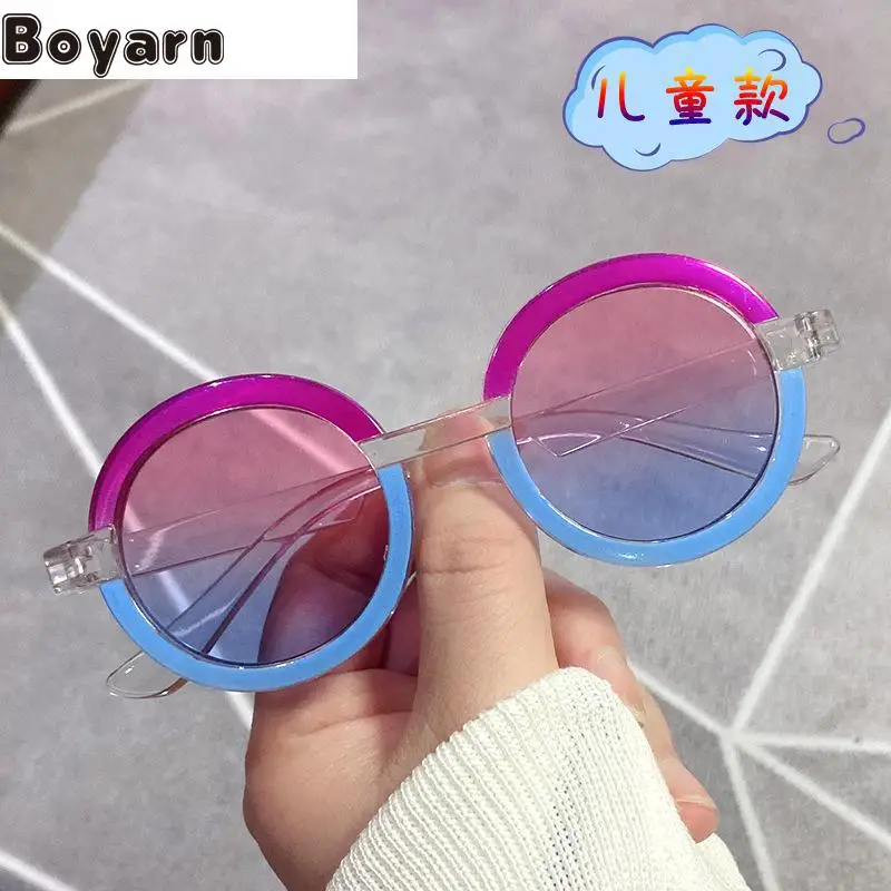 

Boyarn New Fashion Round Frame Children's Sunglasses Boys And Girls Jelly Color Gafas De Sol Sunglasses Fashion Street Shot Kore