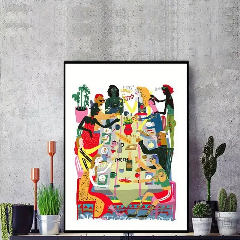 1 Шт. Холст Без Рамы Плакат Счастливая Семейная Фото Абстрактная Настенная