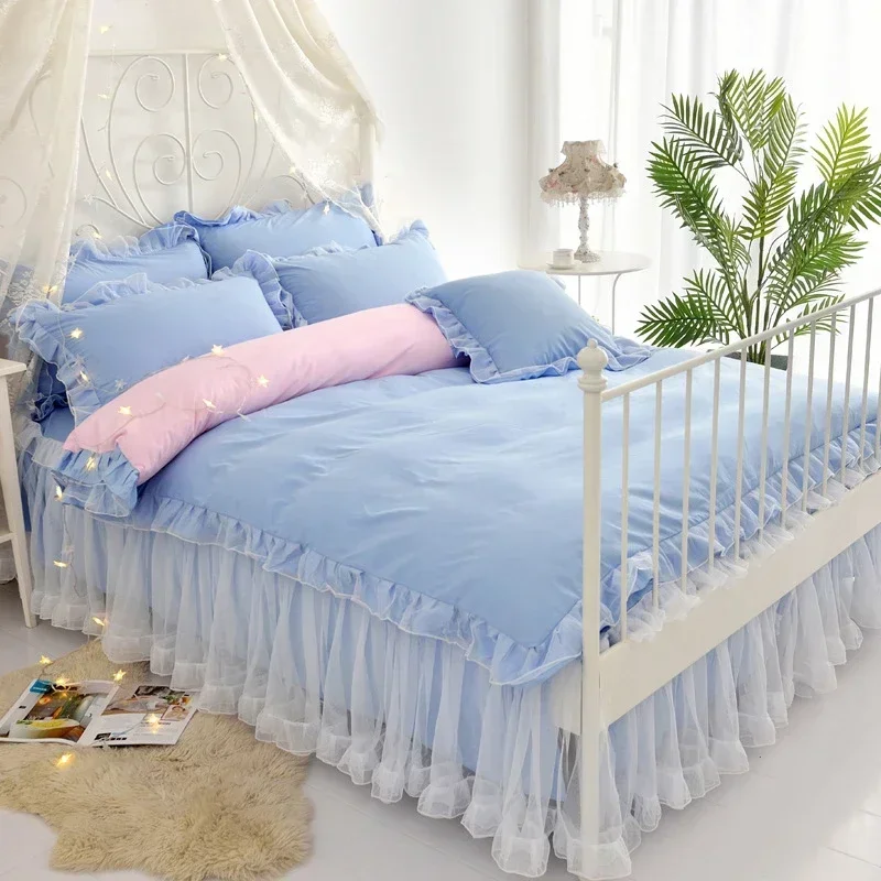 Cilected корейский стиль принцессы кружевной пододеяльник однотонный романтический