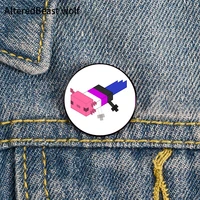 genderfluid pride axolotl pin custom funny brooches shirt lapel bag cute badge cartoon enamel pins for lover girl friends