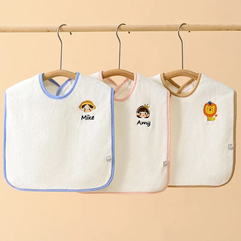 

Multifunction Children Wash Towel Cute Cartoon Baby Bib Salive Towel Waterproof Embroidery Brush Coral Velevt Towel for Kids