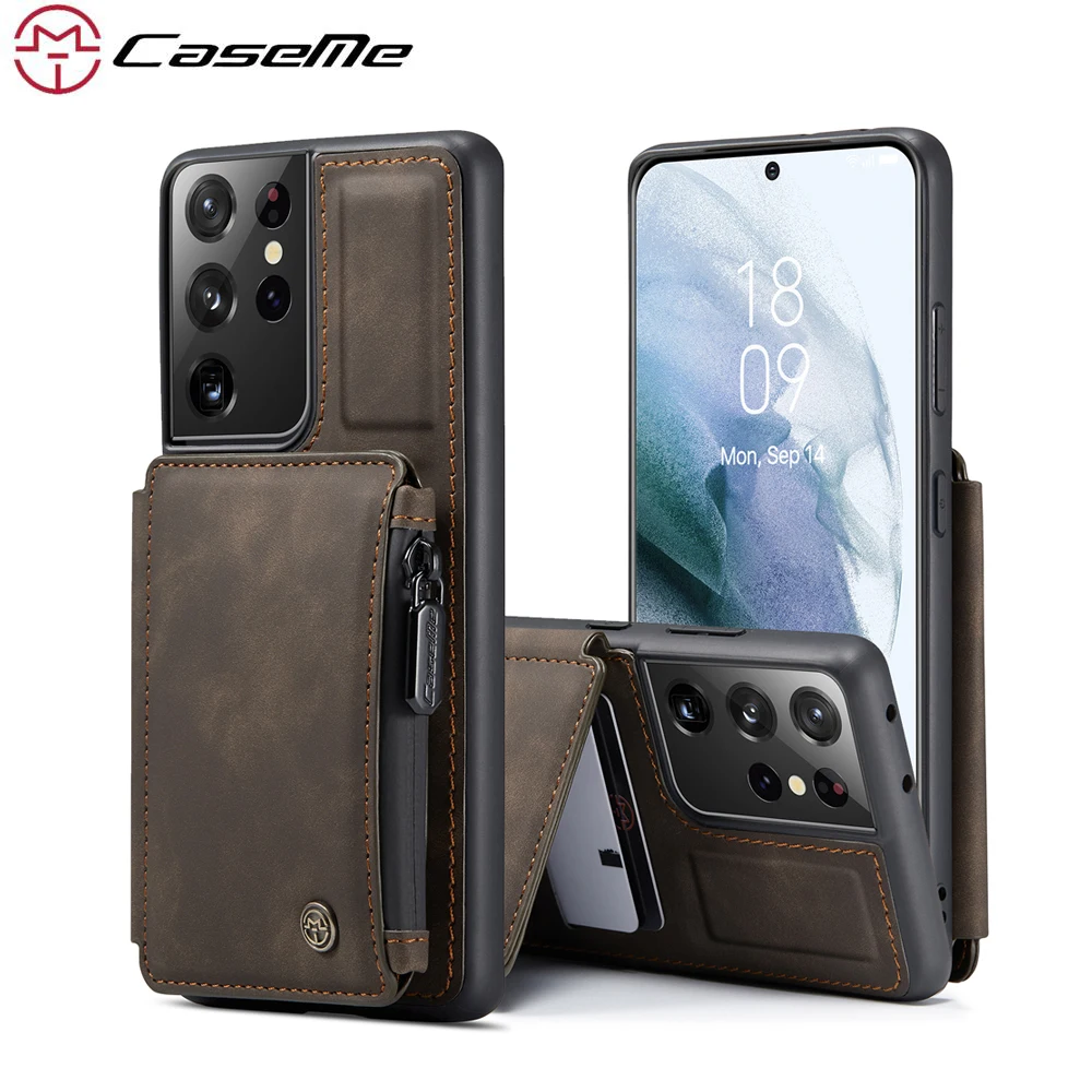 

CaseMe For Samsung Note20 Ultra S22 S21 S20 Ultra/S21 S22 S20 S10 S8S9 Plus S21/S20 FE Leather Case Card Cash Slot RFID Blocking