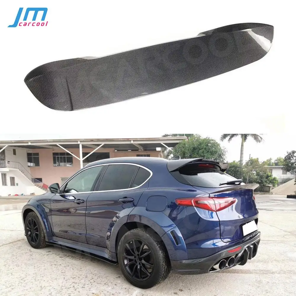 

For Alfa Romeo Stelvio 2017 2018 2019 Rear Roof Spoiler Carbon Fiber Rear Windshield Wings Trim Cover Sticker Car Styling