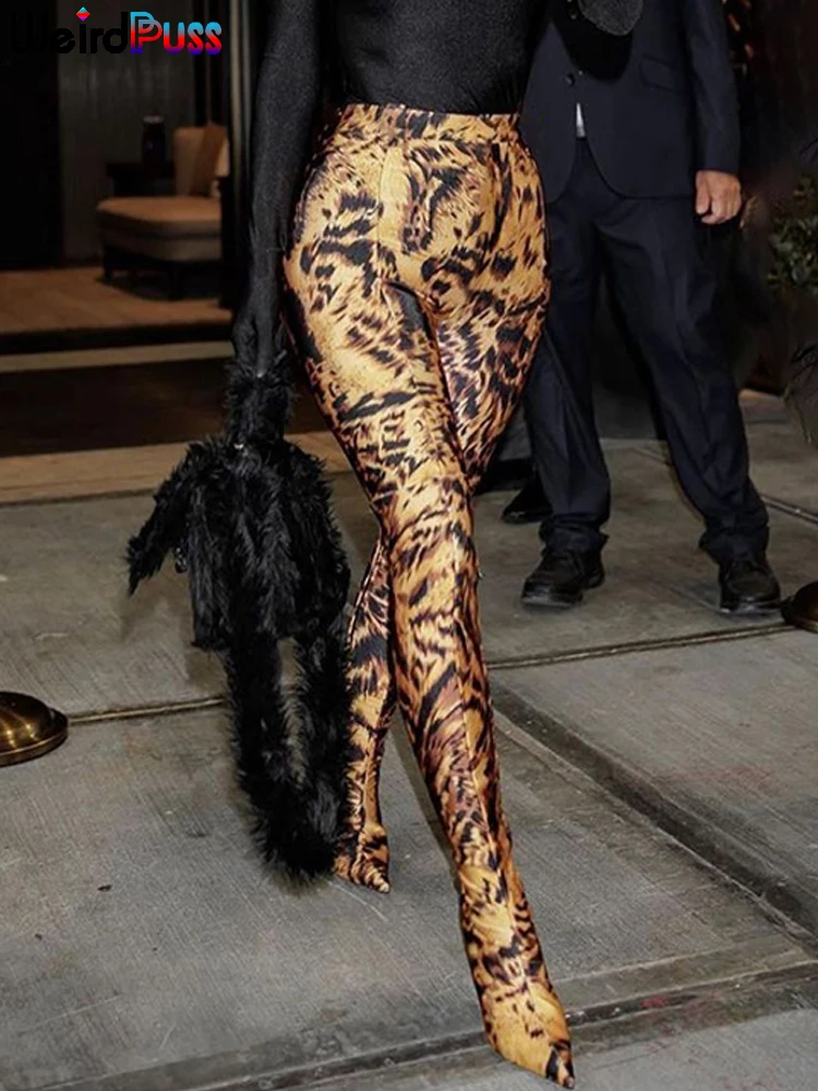 

Женские леопардовые леггинсы с завышенной талией и эластичным поясом