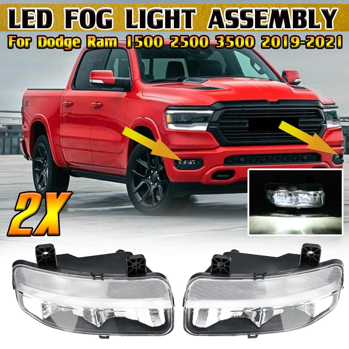 

2 шт. 12 В светодиодный Автомобильные противотуманные фары для Dodge Ram 1500 2500 3500 DT 2019 2020 2021 передние бамперные фары сигнальная лампа в сборе