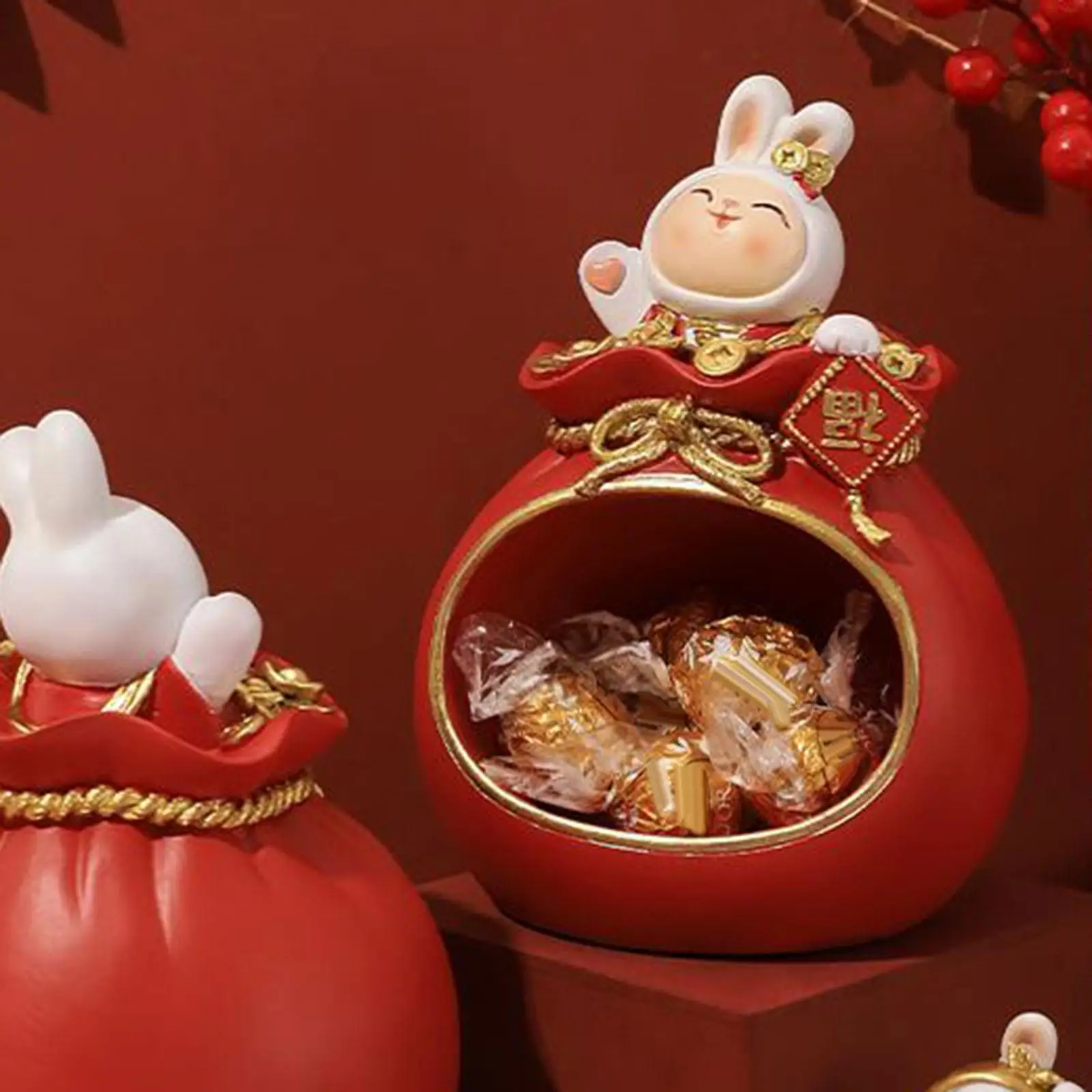 

Полимерная Статуэтка кролика, скульптуры, Настольный ящик для хранения косметики, домашняя коробка