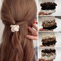 3pcslot satin silk scrunchies women elastic rubber hair bands girls solid ponytail holder hair ties rope hair accessories set