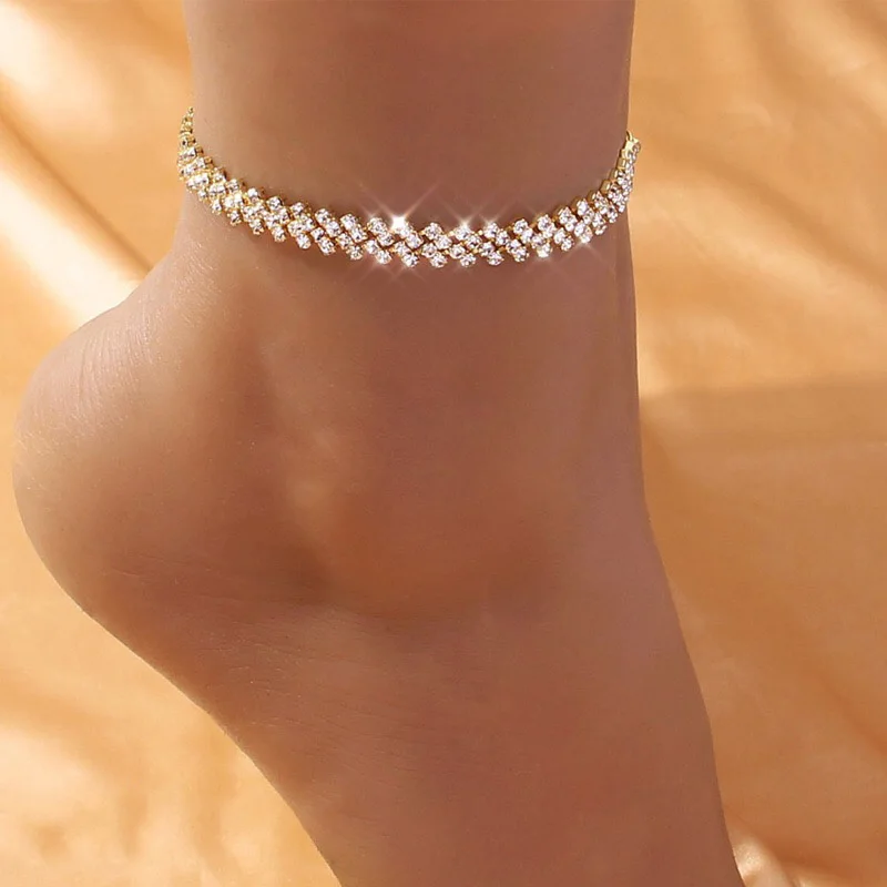 

Crystal Lozenge Anklet for Women Indian Wholesale Bohemian Vintage Ankle Sandals Ankle Bracelet Chain Beach Accessories Anklet