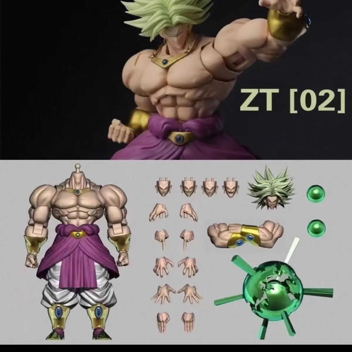 Фото В наличии: Фигурка Dragon Ball ZT Studio Broly Ancient Warrior Green Hair ZT0203, стандартная, с эффектом боевых повреждений, коллекционная, подарок №2