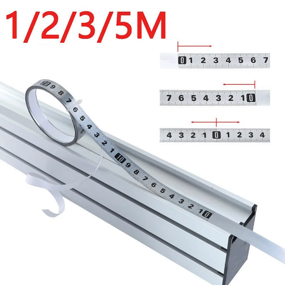 

1-5m Stainless Steel Miter Track Tape Measure L2R R2L M Self Adhesive Metric Scale Ruler Rust-Proof Woodwork Construction Tools