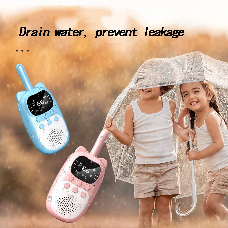 2pcs Kids Walkie Talkie Rechargeable 1000mAh Handheld 0.5W 3km Radio Transceiver Christmas Birthday Gifts for Boys Girls