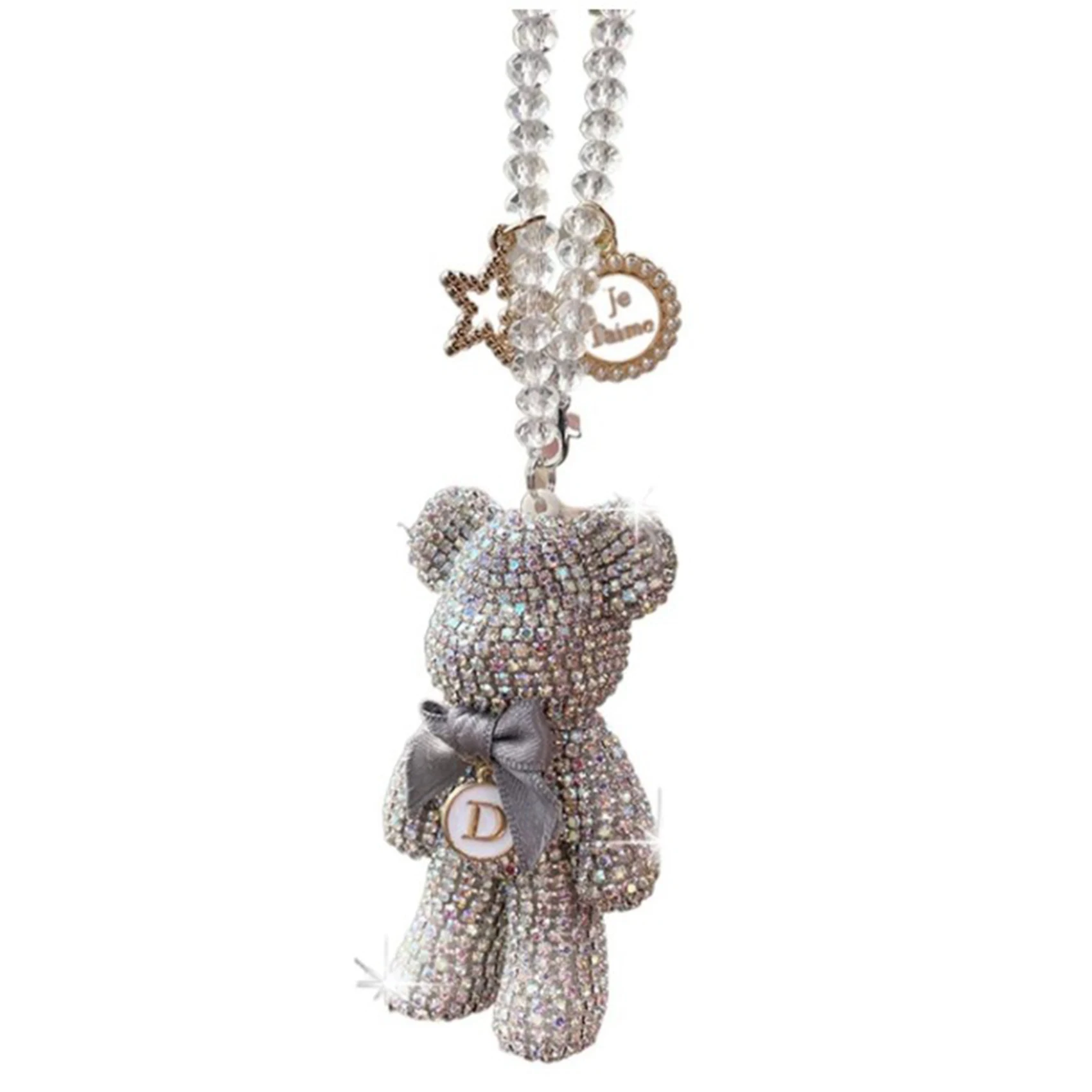 

Diamond-Encrusted Bear Car Pendant Rearview Mirror Pendant Car Interior Accessories Mount Personalized Pendant