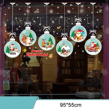 1set Christmas Christmas Wall Sticker Cartoon Removable Waterproof Stickers Art Decal Wall Home Shop Window Decor Sticker