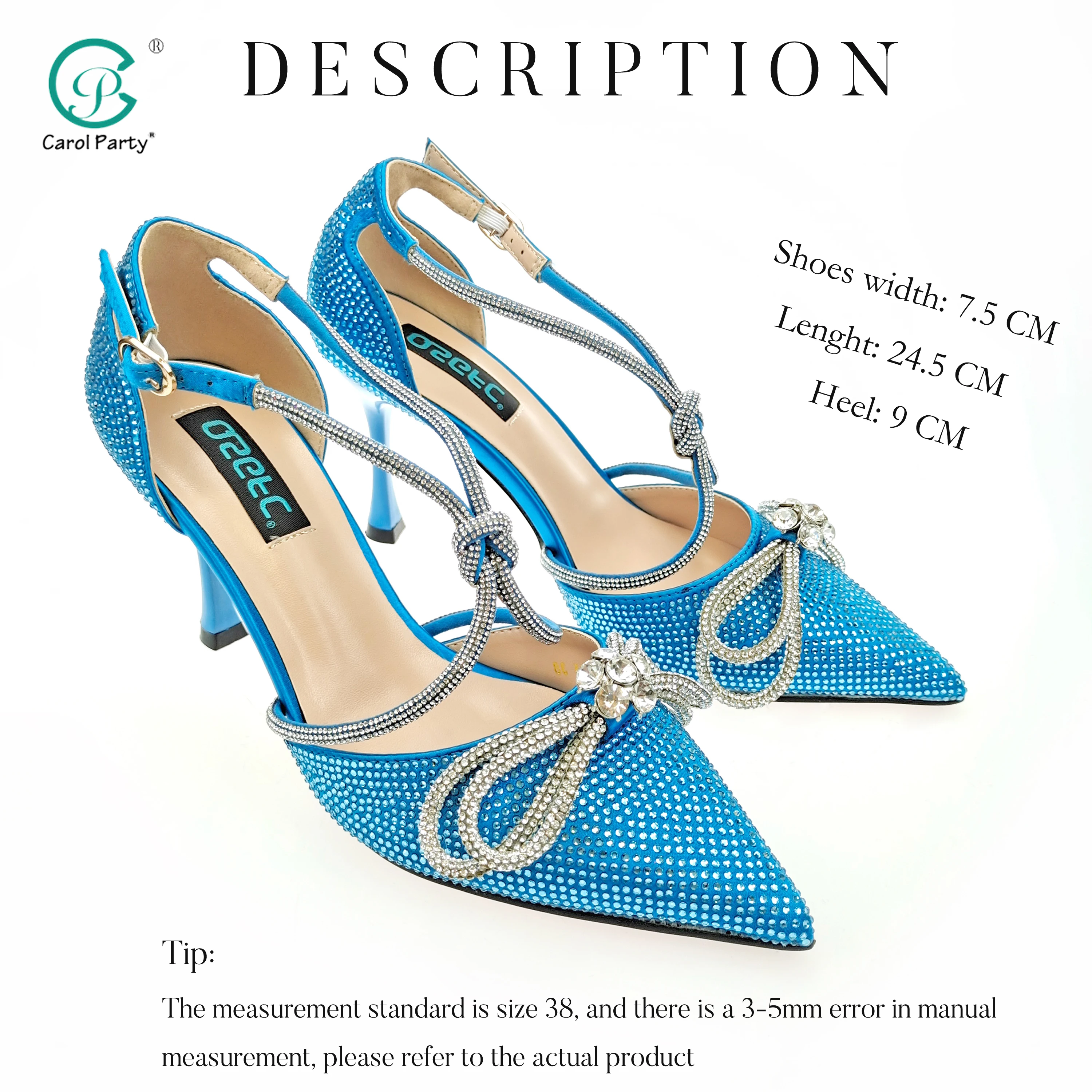 2022 Newest Party Shoes Ladies Shoes and Bag SetFull Diamond Butterfly Design in Sky Blue Color
