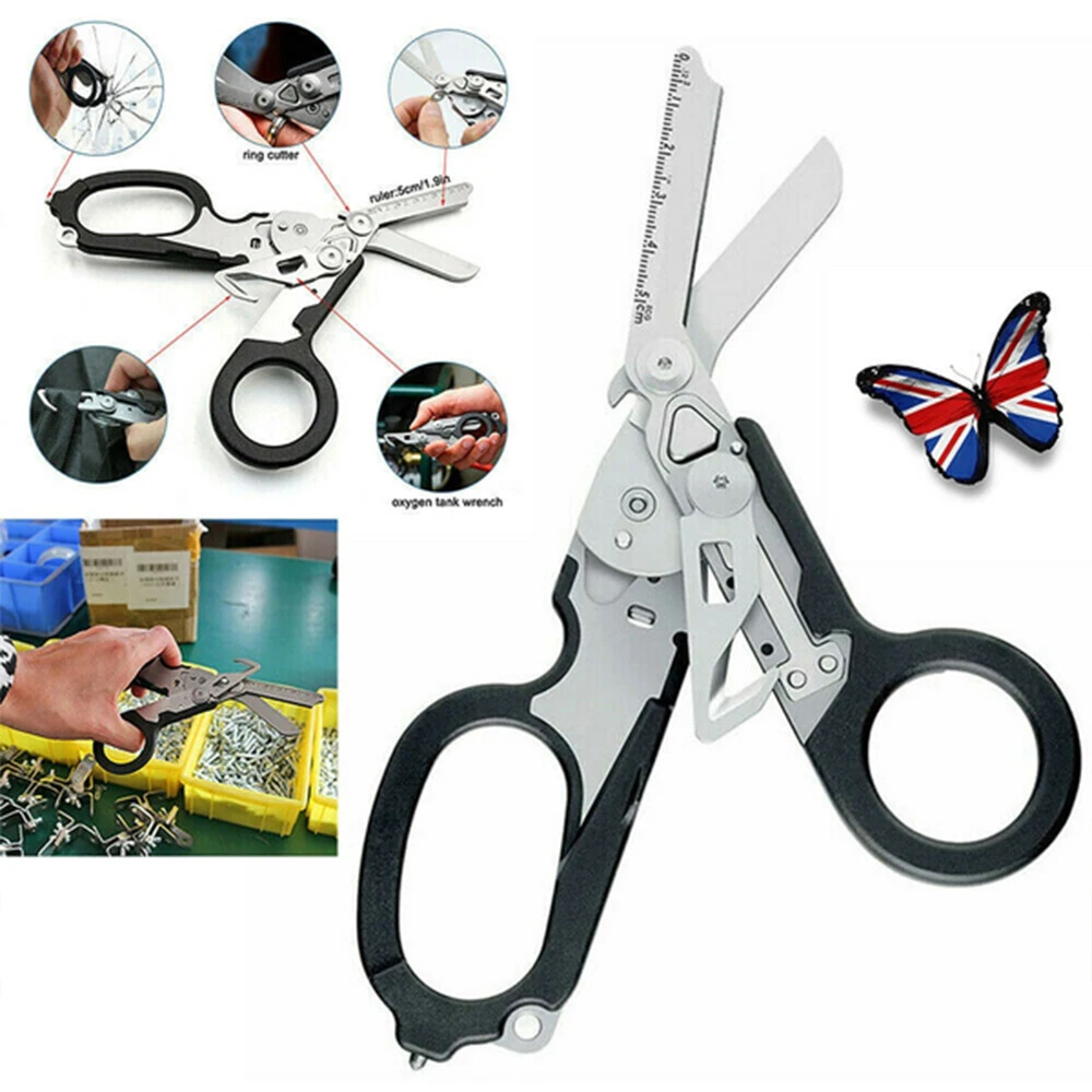 

Multifunction Raptor 6 In1 Raptor Emergency Response Shears with Strap Cutter and Glass Breaker Black Strap Cutter Safety Hammer