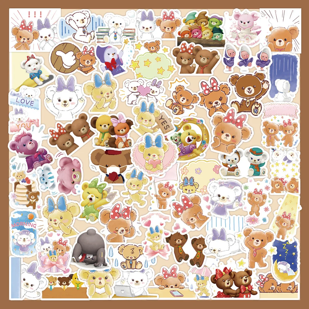 

60pcs Non-repeating Korean Cute Kawaii Bear Stickers