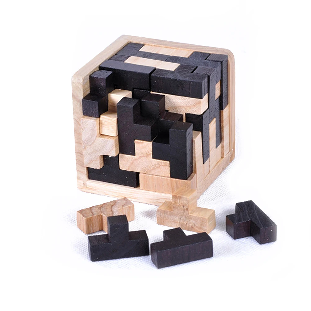 

Fun Wooden Pine Interlocked Magic Cube Toy3D Wooden Puzzle Game Brain Teaser Kong Ming Lock Kids Early Education for Children