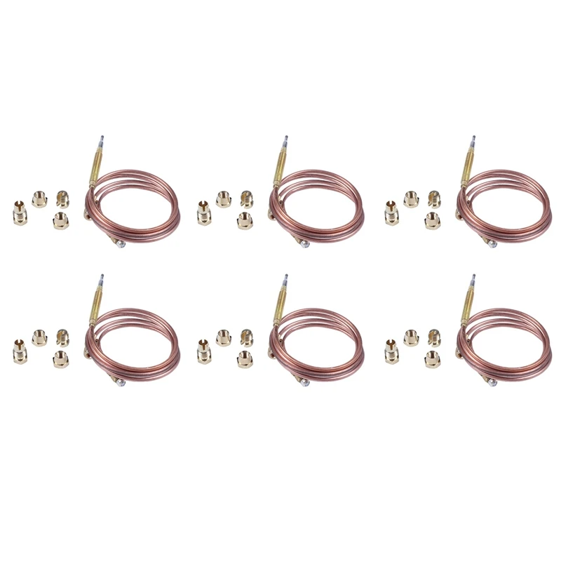 

6 шт. 900 мм газовая плита, универсальный комплект термопары M6X0.75 с разбитыми гайками (Five), сменная термопара