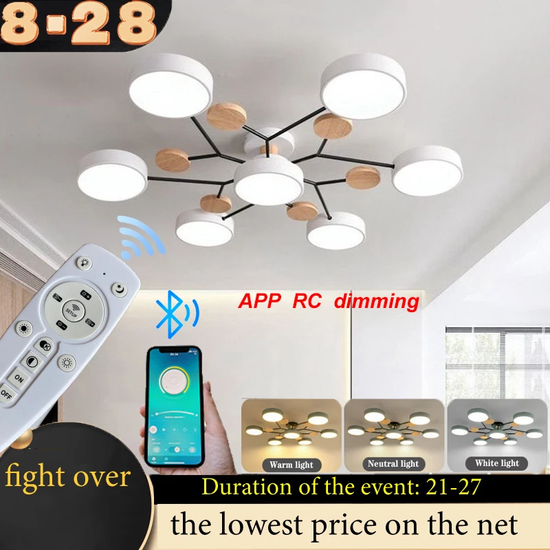 

Scandinavian style LED living room pendant light Bedroom pendant light Dining room light Kitchen solid wood pendant light Indoor