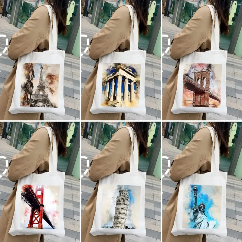 Женская Повседневная Большая Сумка С Графическим Принтом New York Paris London -