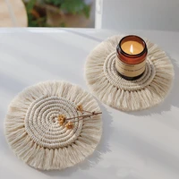 home creative cotton braid coaster handmade macrame cup cushion bohemia style non slip cup mat