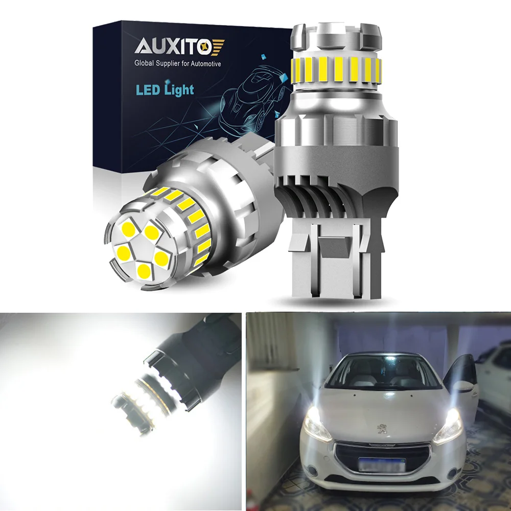 

AUXITO 2 шт. T20 LED Canbus 7443 W21/5W Светодиодная лампа 6500K Белый парковочный фонарь DRL для Peugeot 208 DRL Lada Дневные ходовые огни 12 В