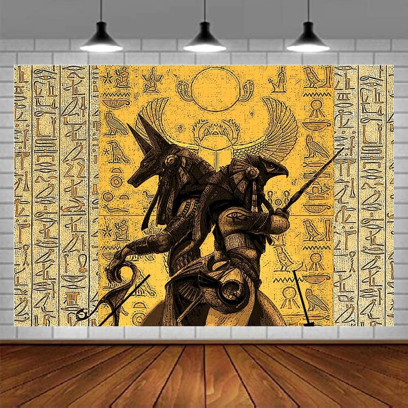 

Photography Backdrop Ancient Egyptian Mural Hieroglyphic Carvings For Bedroom Living Room Dorm Home Decor Background Banner