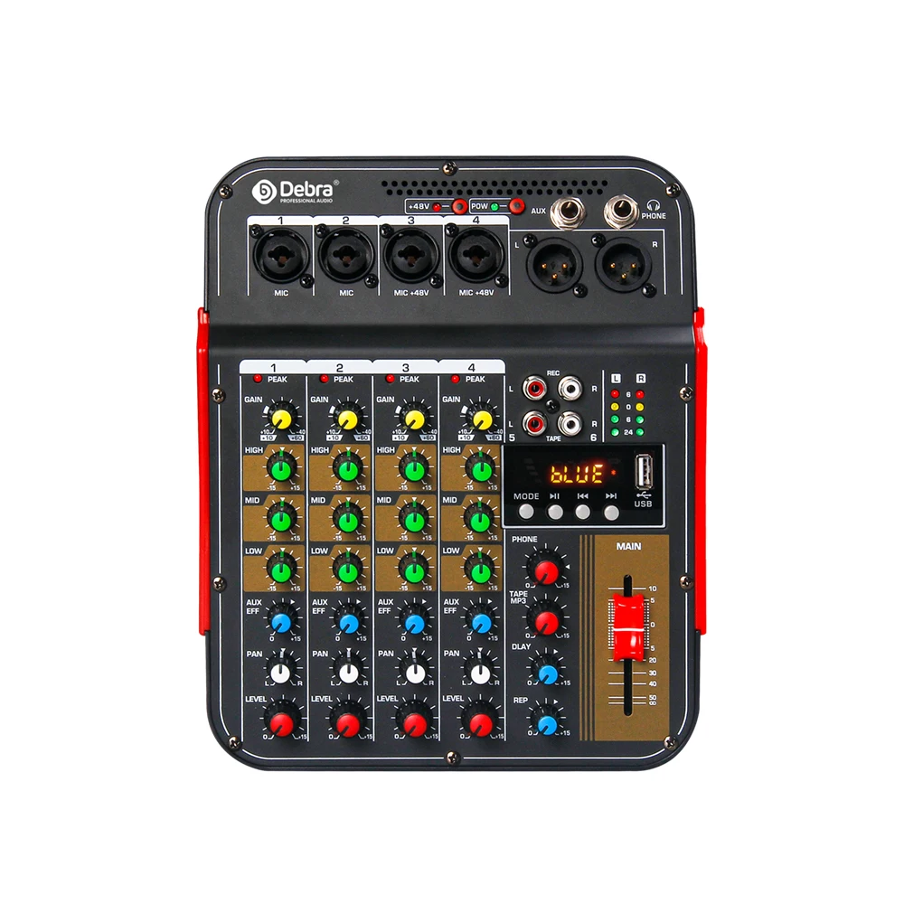 Аудиомикшер DJ Consoler 6-канальный DM4 с фантомным расстоянием 48 В Bluetooth USB для записи