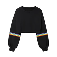 2021 new fashion womens casual simple sweatshirt striped nine point long sleeved comfortable and popular solid color soft top