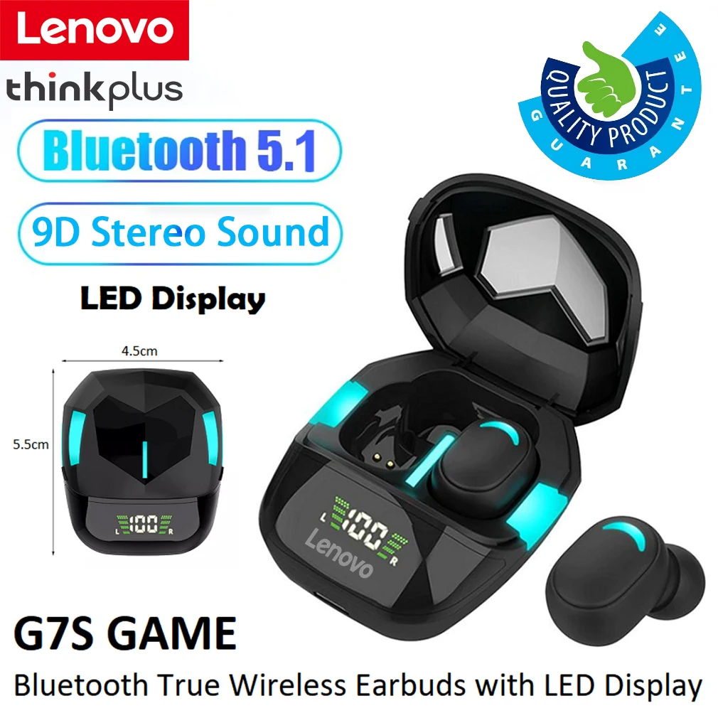 

Lenovo Thinkplus Air GM Pro 2 Gaming Bluetooth Earbuds TWS Wireless Headsets 9D Stereo HD Call Low Latency Earphones LED Display