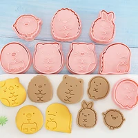 8pc cartoon animal cookie embosser mold fondant icing biscuit cutter cute pig cat egg shaped christmas home handmade cookie mold