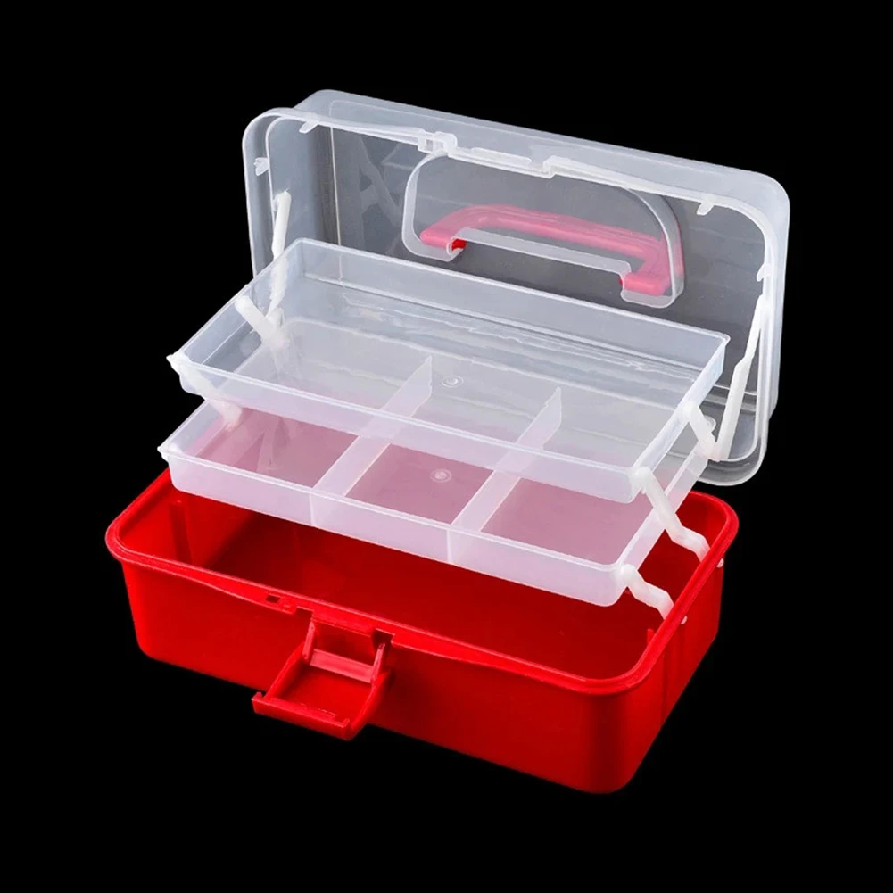 

Portable Organizer Plastic Handled Storage Box Foldable 3 Layers Case Organizer Container Organizer Box Multifunction Case