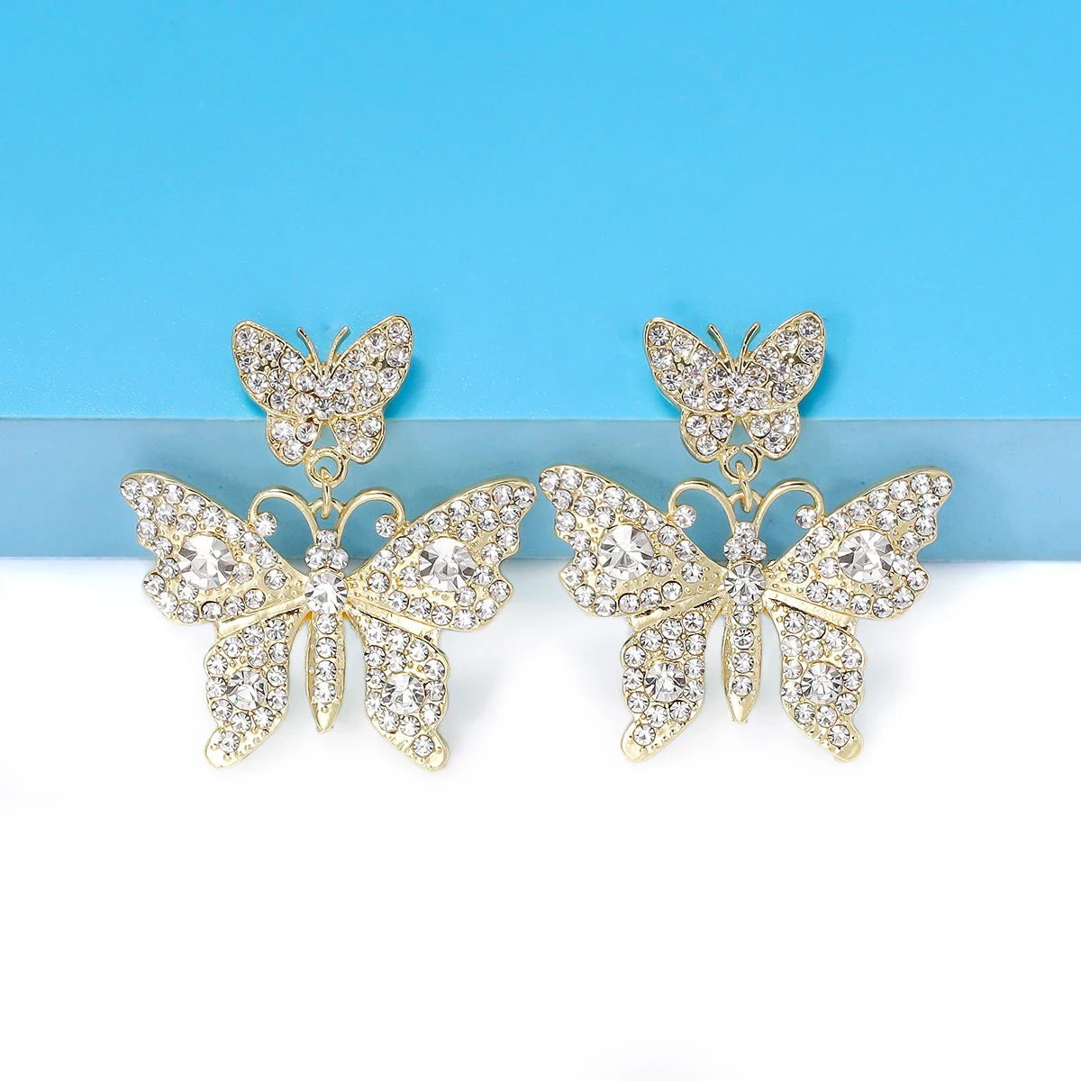 

JURAN Shiny Crystal Butterfly Dangle Earrings For Women High Quality Rhinestone Earrings Fashion Jewelry Party Accessories
