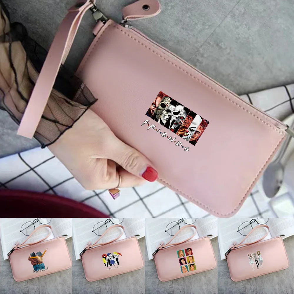 

Fashion Women Bag Wallets PU Leather Female Purse Mini Cards Holder Storage Coin Handbags Friends Series Long Wallet Zipper Hasp