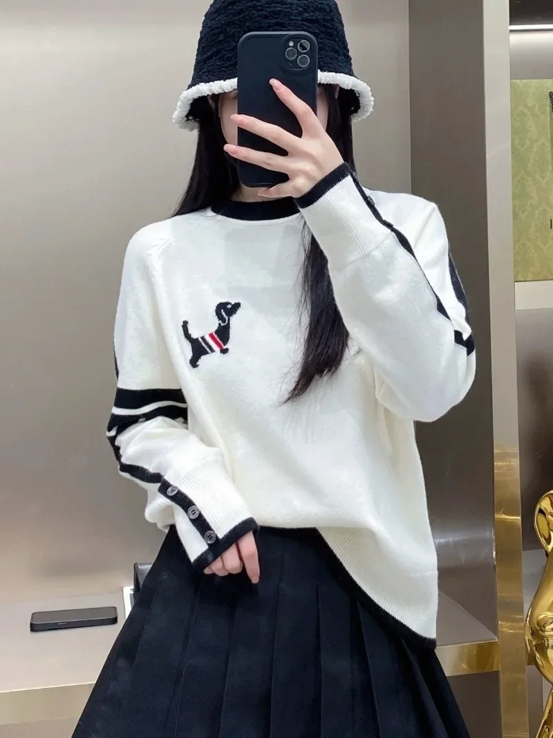 Корейские милые женские осенние Топы с длинными рукавами милый жаккардовый