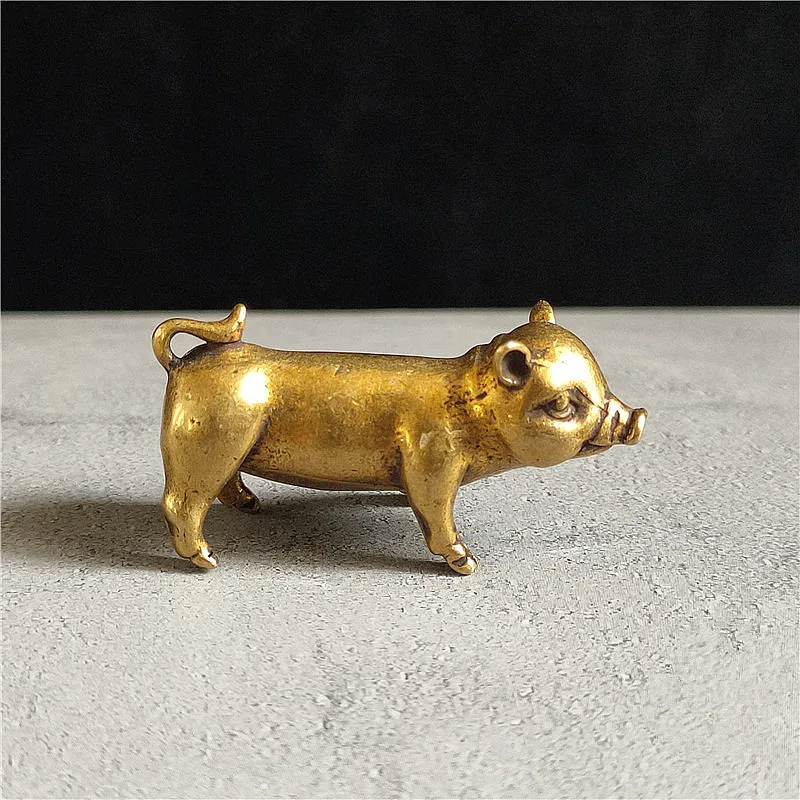 

3,8*1,4*2 см медная благоприятная Золотая свинка в стиле ретро китайская фэншуй коллективное богатство украшение для дома