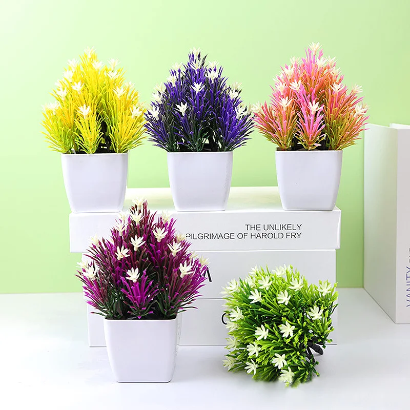 

Artificial Plants Potted Green Bonsai Small Tree Grass Plants Pot Ornament Fake Flowers for Home Garden Decoration Wedding Party