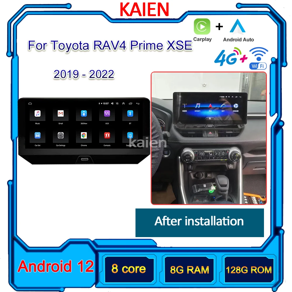 

KAIEN For Toyota RAV4 Rav 4 Prime XSE 2019-2022 Car Radio Android 12 Auto Navigation GPS Stereo Player Multimedia DSP 4G WIFI