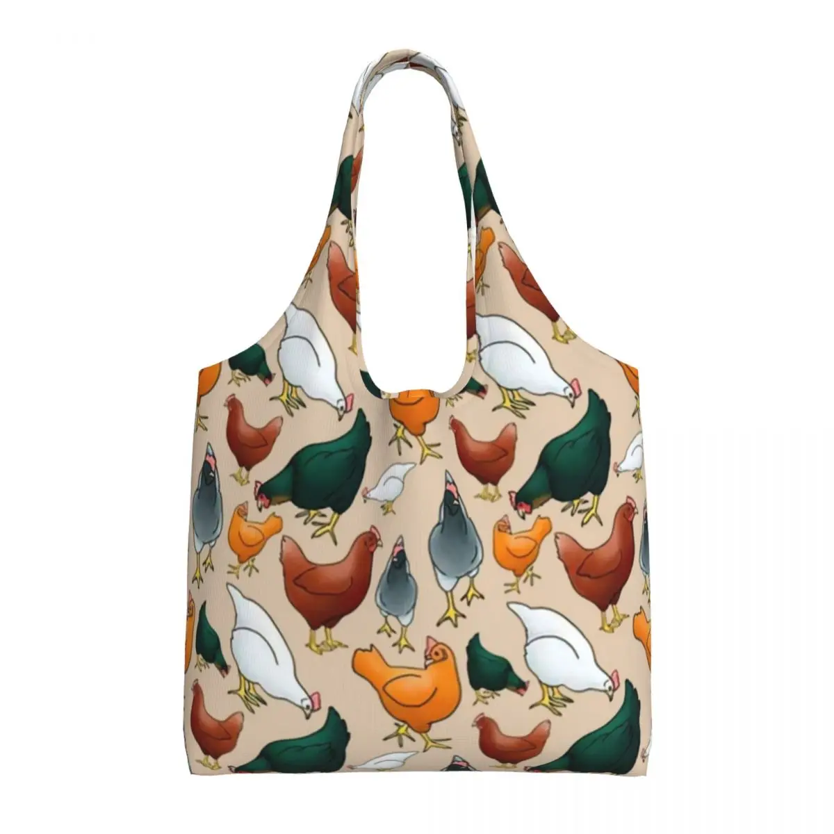 

Colorful Chicken Shopping Bag Farming Roosters And Hens Woman Bulk Handbags Aesthetic Cloth Outdoor Bags