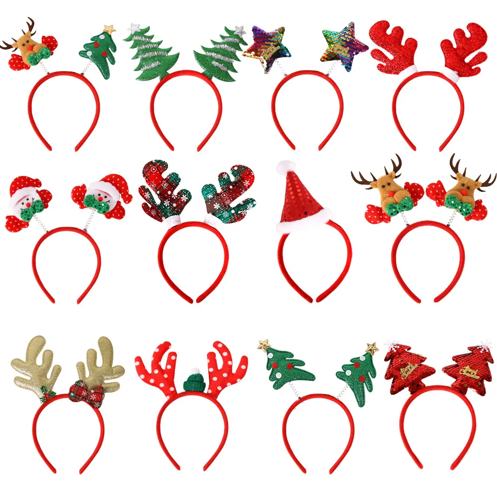 

Christmas Antler Headband Novelty Santa Headband Hair Hoop Sequins Headset Headwear Headwear For Cosplay Gifts Children Headwear