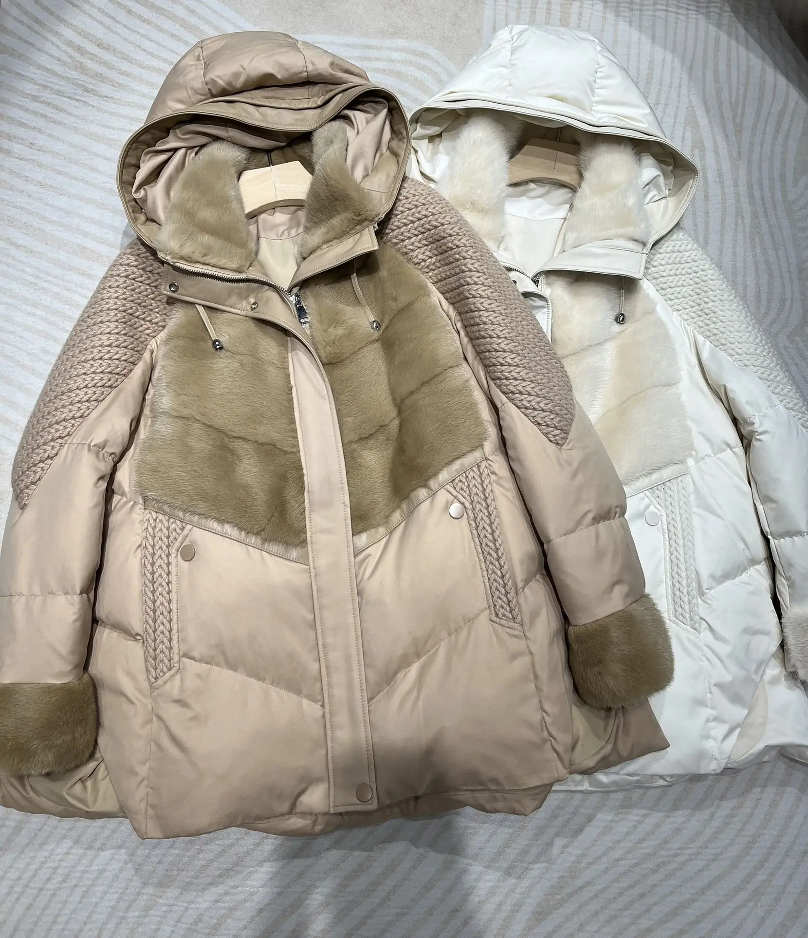 

Female Clothing Jackets Coats Winter Coat Down Jacket Women Parkas Coats For Woman 2022 Mink Hair Patchwork Hooded Down Jacket