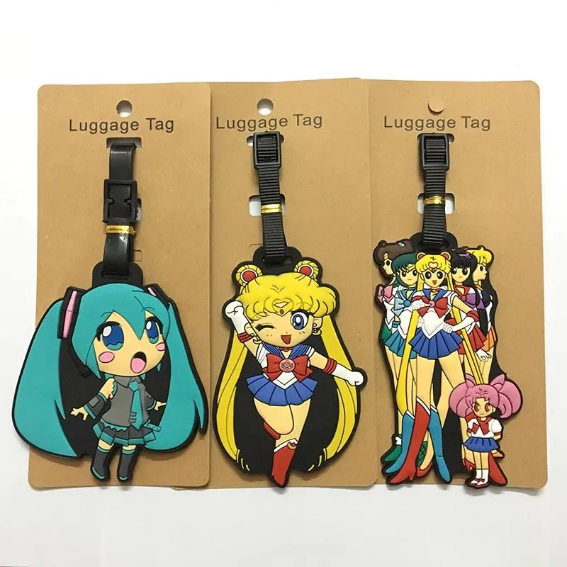 

Japanese Sailor Moon Travel Accessories Luggage Tag Silica Gel Suitcase ID Address Holder Baggage Boarding Tag Portable Label